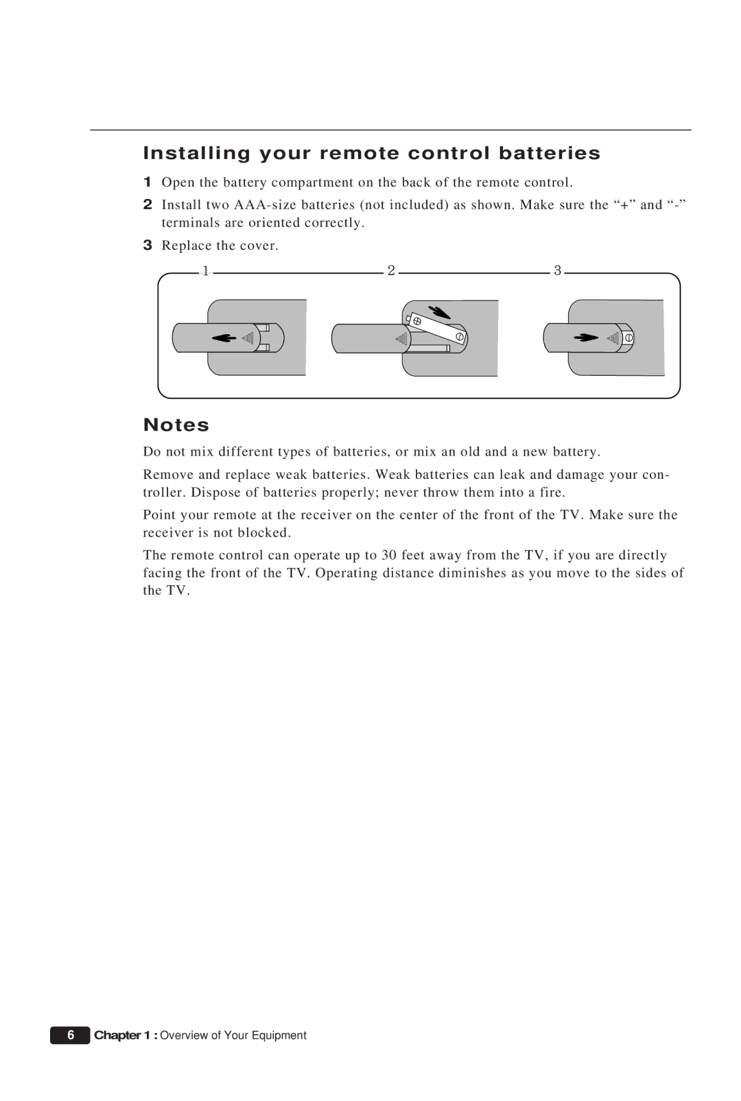 Daewoo DTQ 13P2FC instruction manual Installing your remote control batteries 