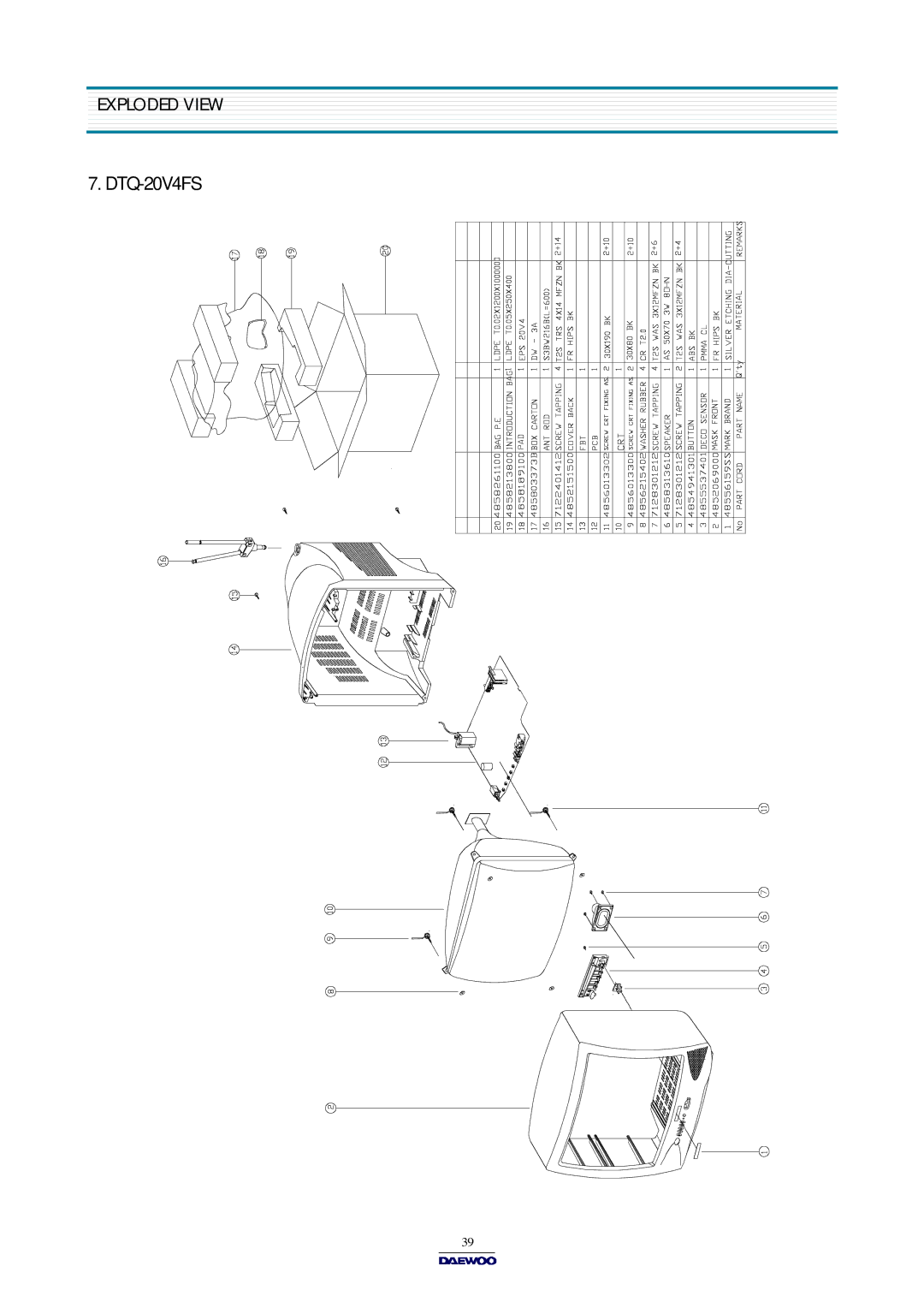 Daewoo DTQ-14V6NB/14V6NP, DTQ-14V1FC/20V1FC, DTQ-14U1FSP/20U1FSP, DTQ-14V6FBB/14V6FPP, DTQ-14V1FS/20V1FS DTQ-20V4FS 