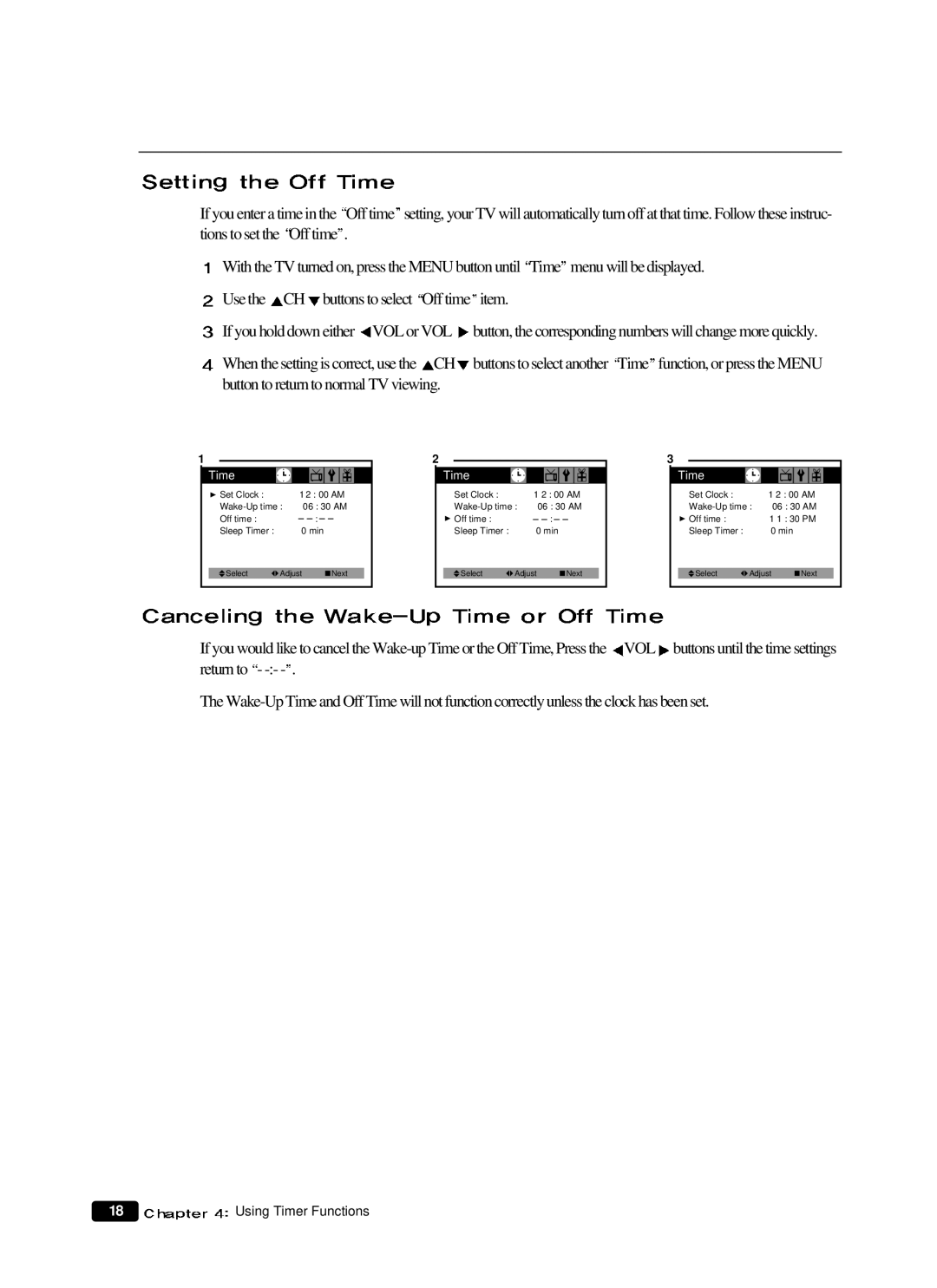 Daewoo DTQ 14V4SCN, DTQ 14V1FCN, DTQ 20V1FCN, DTQ 20V4SCN manual Using Timer Functions 