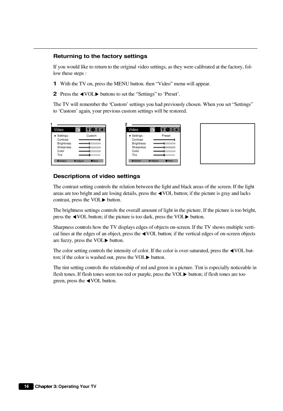 Daewoo DTQ 20U6SC instruction manual Returning to the factory settings 