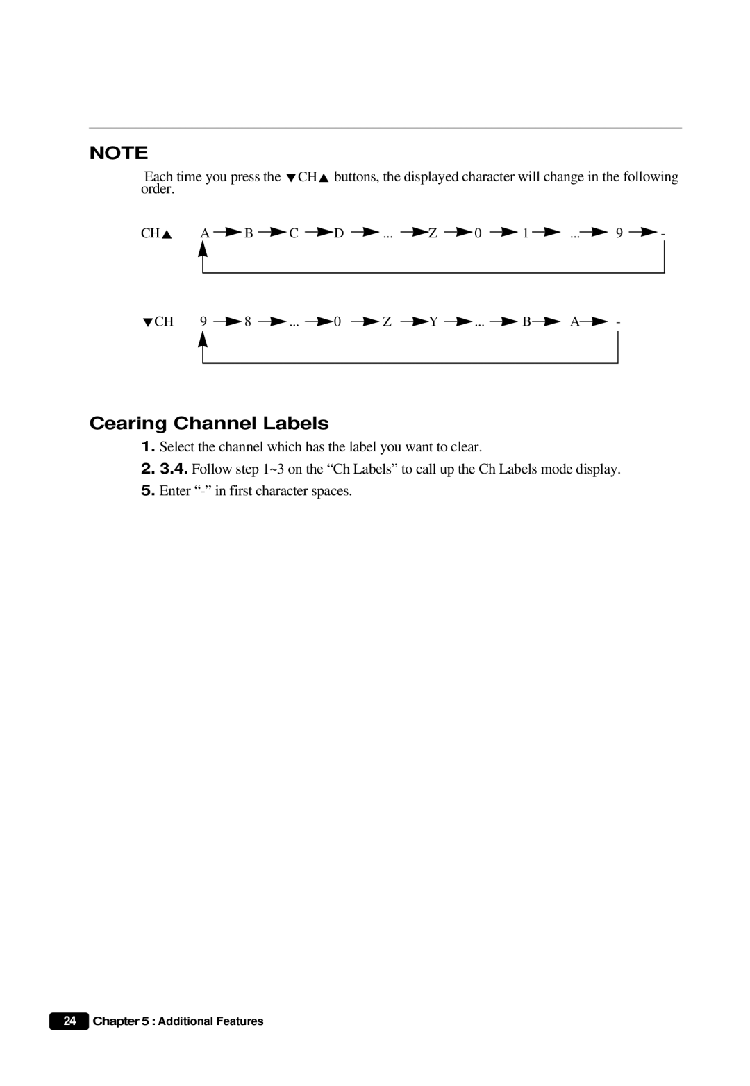 Daewoo DTQ 20U6SC instruction manual Cearing Channel Labels 