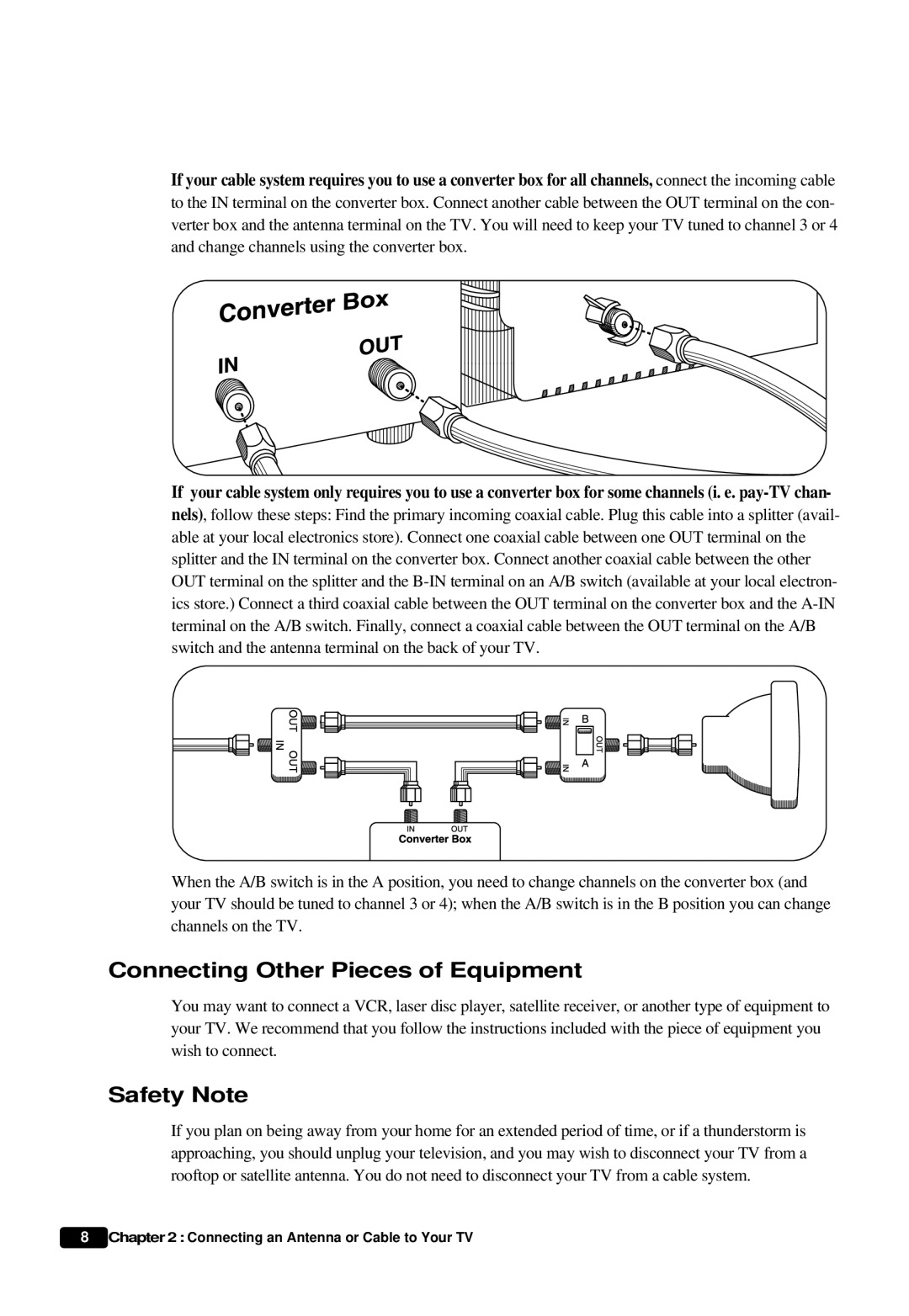 Daewoo DTQ 20U6SC instruction manual Connecting Other Pieces of Equipment, Safety Note 