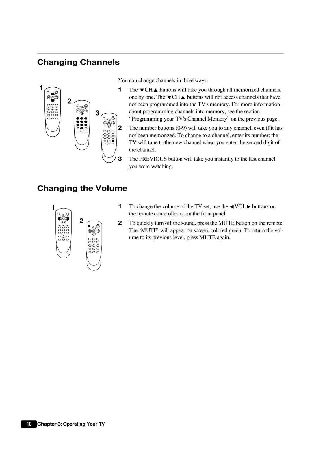 Daewoo DTQ 20U6SC instruction manual Changing Channels, Changing the Volume 