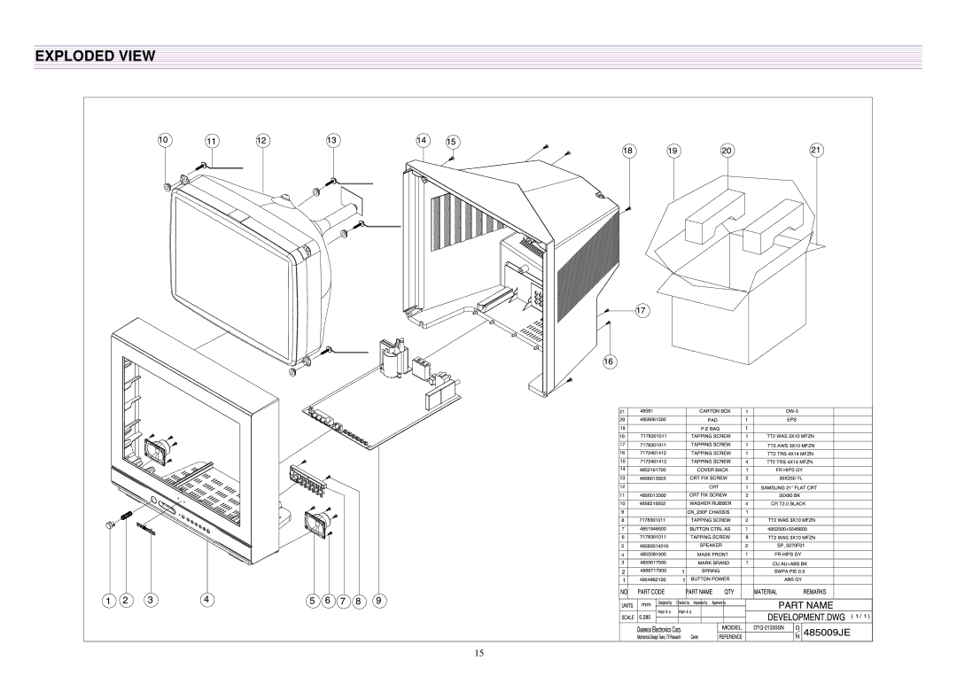 Daewoo DTQ-2133SSFN, DTQ-2133SSN, DTQ-21U4SSN service manual Exploded View 