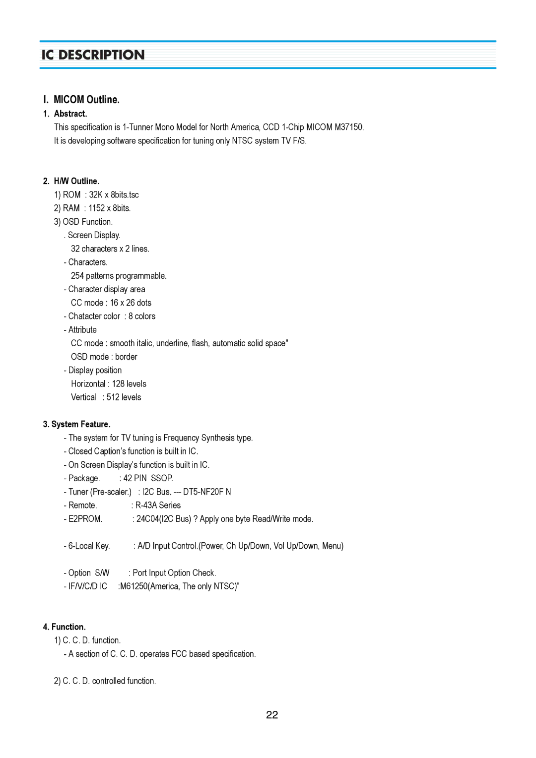 Daewoo DTQ-21U4SSN, DTQ-2133SSN, DTQ-2133SSFN service manual IC Description 