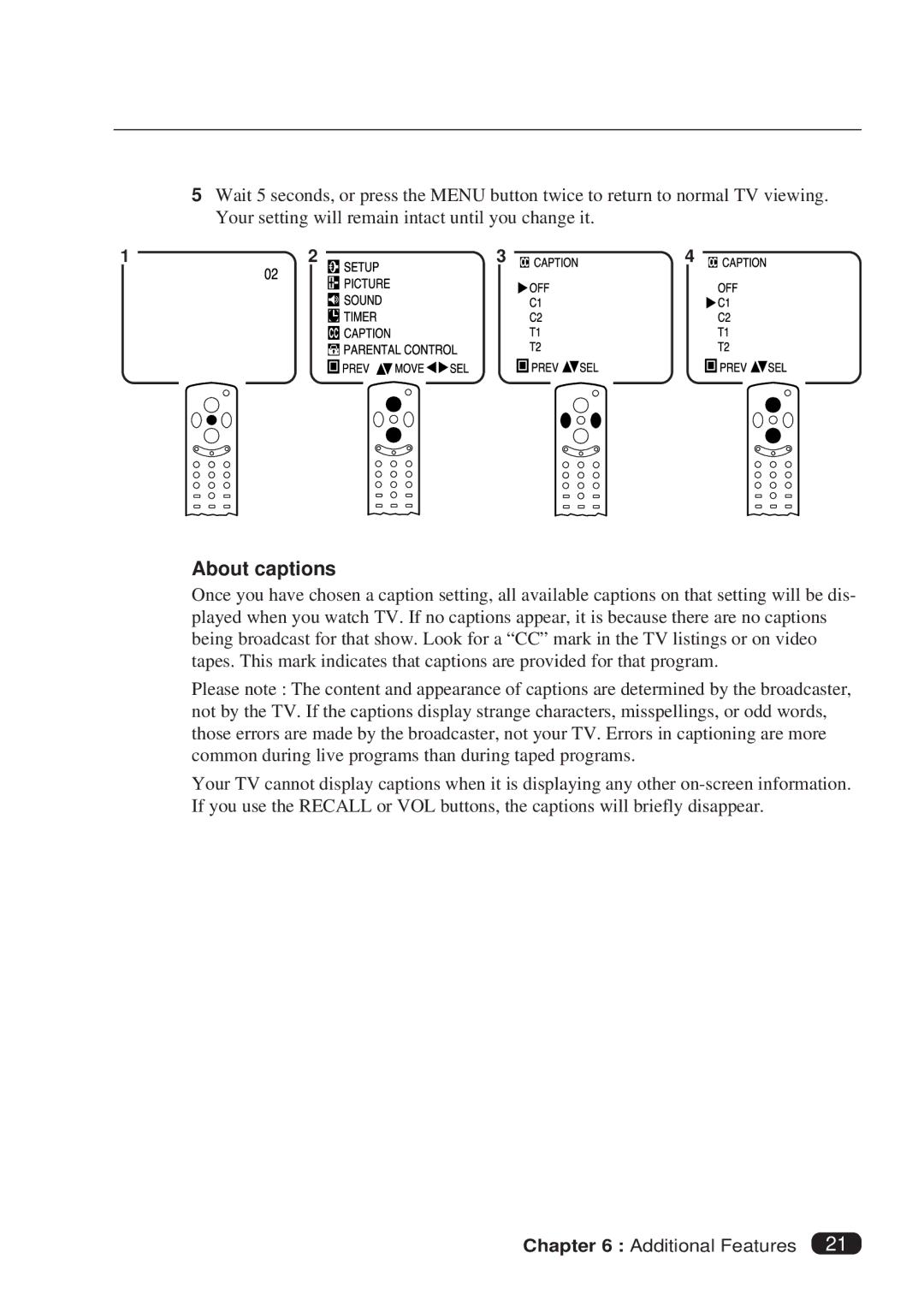 Daewoo DTQ 27S2FCV, DTQ 25S2FCV instruction manual About captions 