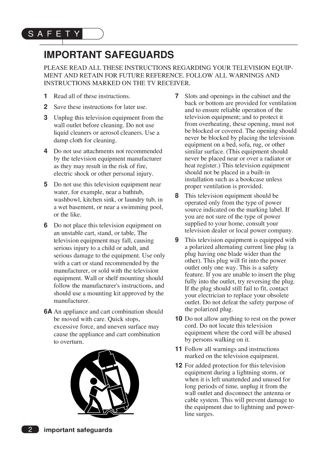 Daewoo DTQ 27S2FCV, DTQ 25S2FCV instruction manual Important Safeguards 