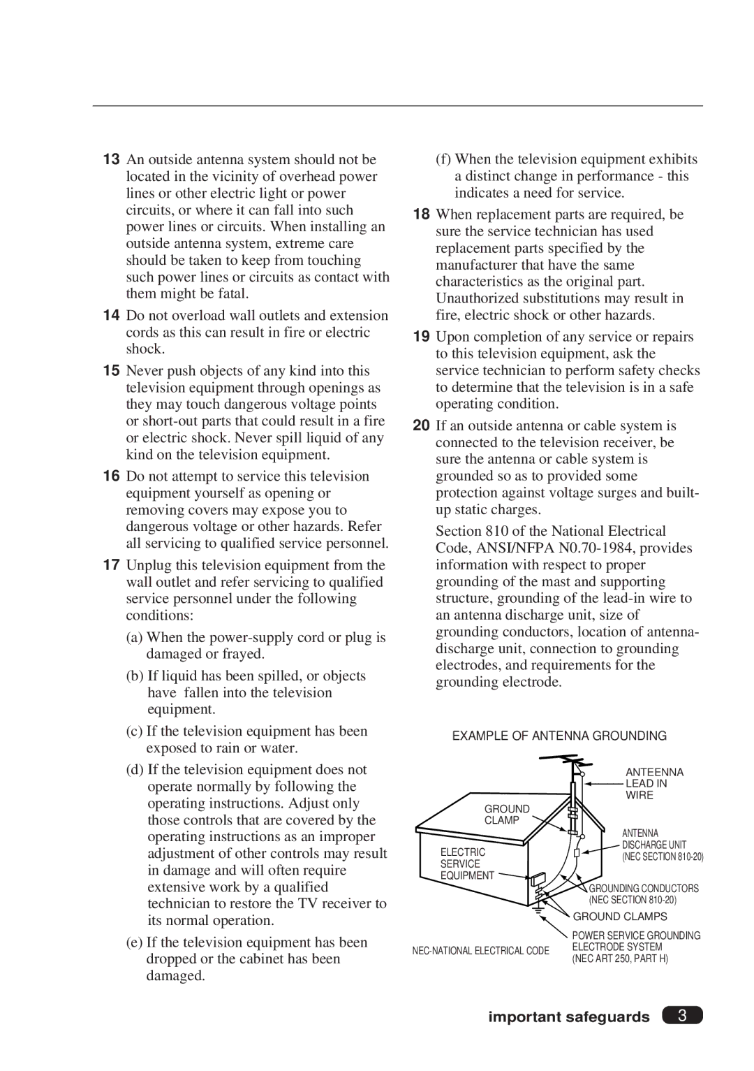 Daewoo DTQ 27S2FCV, DTQ 25S2FCV instruction manual Example of Antenna Grounding 