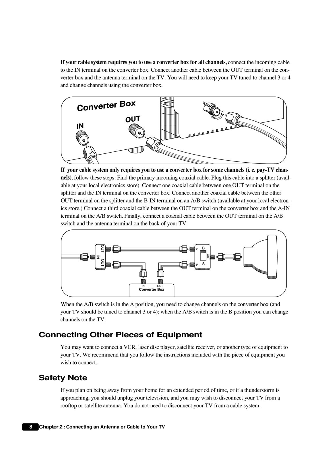 Daewoo DTQ 27S3FC, DTQ 27S4FC, DTQ 25S3FC instruction manual Connecting Other Pieces of Equipment, Safety Note 