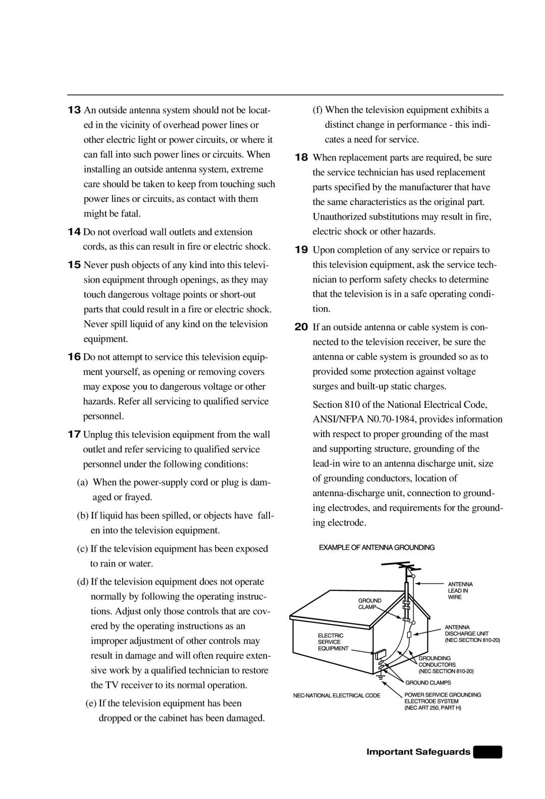 Daewoo DTQ 27S3FC, DTQ 27S4FC, DTQ 25S3FC instruction manual Important Safeguards 