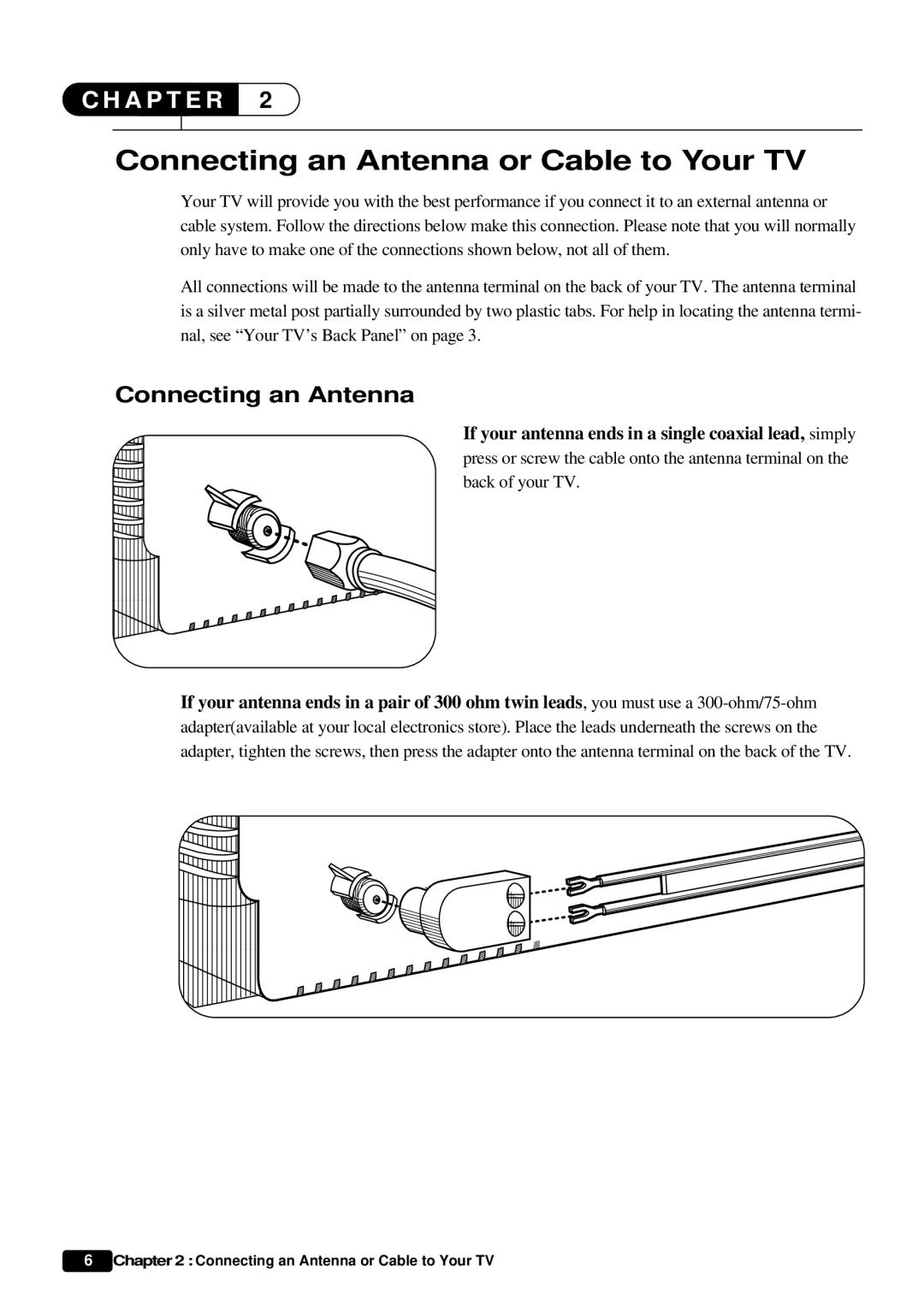 Daewoo DTQ 25S5FC, DTQ 27S5FC instruction manual Connecting an Antenna or Cable to Your TV 