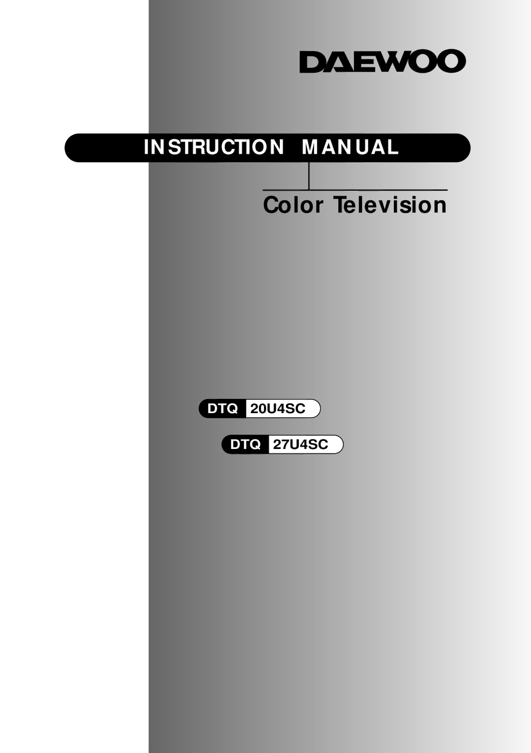 Daewoo DTQ 20U4SC, DTQ 27U4SC instruction manual Color Television 