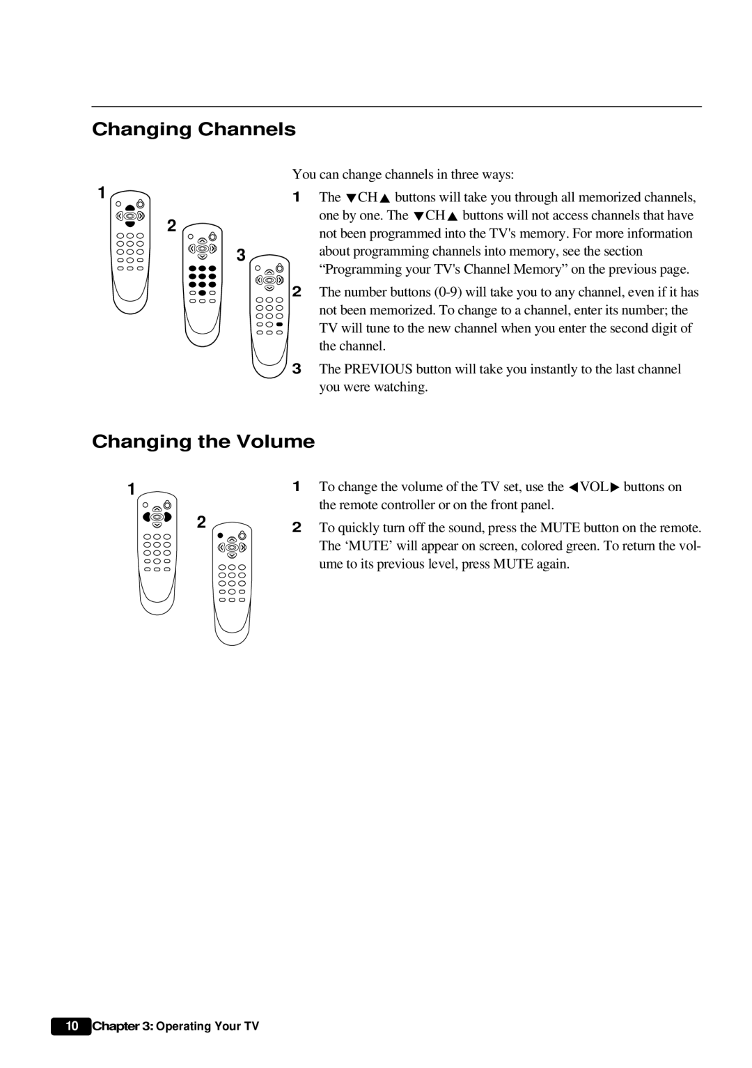 Daewoo DTQ 20U4SC, DTQ 27U4SC instruction manual Changing Channels, Changing the Volume 