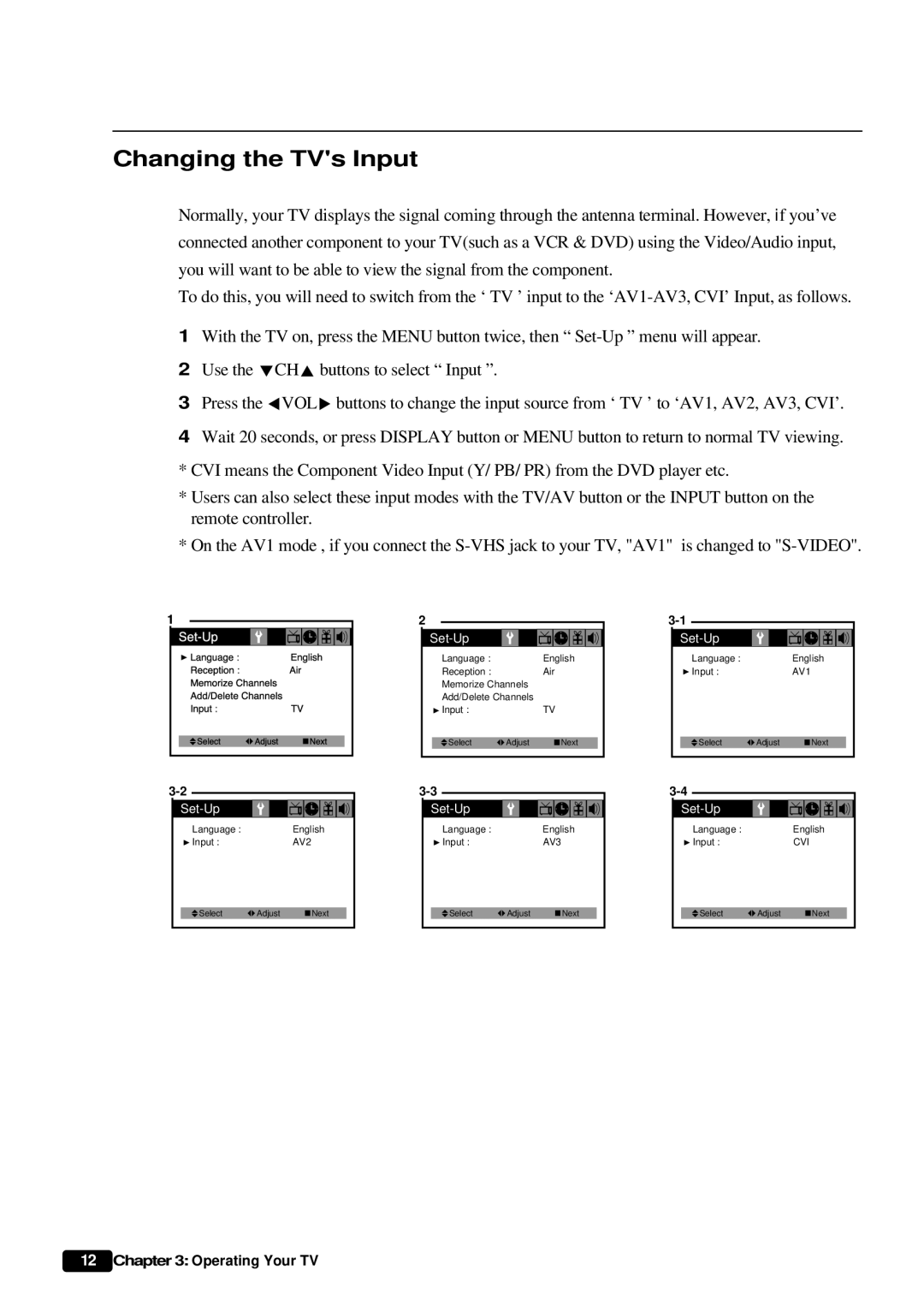 Daewoo DTQ 20U4SC, DTQ 27U4SC instruction manual Changing the TVs Input 