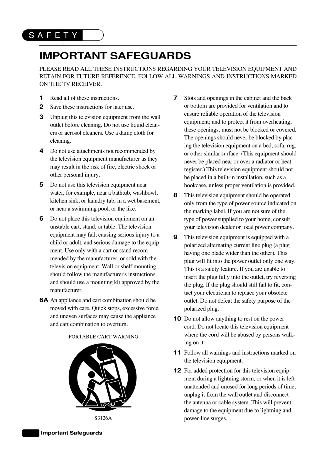 Daewoo DTQ 20U4SC, DTQ 27U4SC instruction manual Important Safeguards 