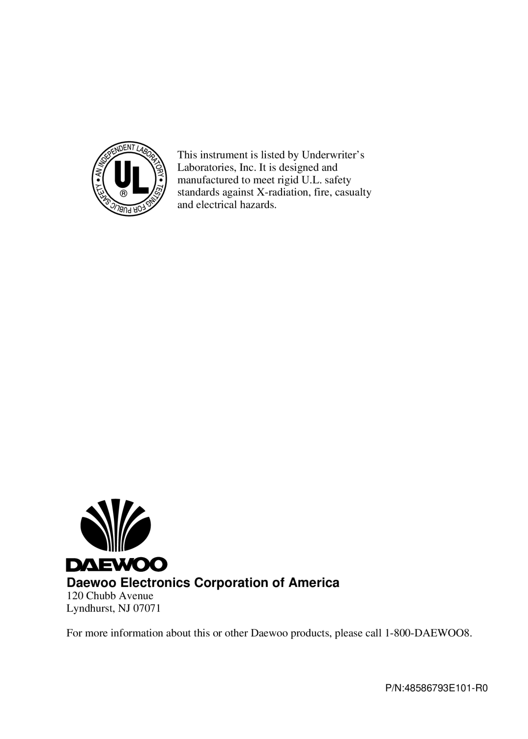 Daewoo DTQ 27U8SC instruction manual Daewoo Electronics Corporation of America 