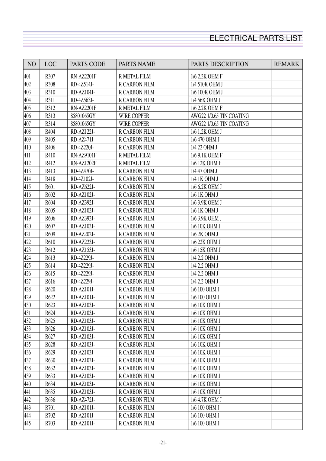 Daewoo CN-401FN, DTQ-29U4SCV, DTQ-29U5SSFV, CN-400FN DTQ-29U1SCV DTQ-29U1SSFV DTQ-29U1SCSV service manual Wire Copper 