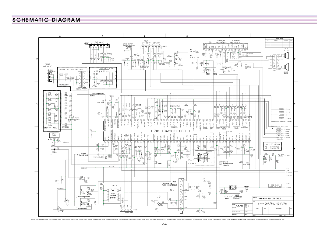 Daewoo CN-400FN DTQ-29U1SCV DTQ-29U1SSFV DTQ-29U1SCSV, DTQ-29U4SCV, DTQ-29U5SSFV, CN-401FN service manual 