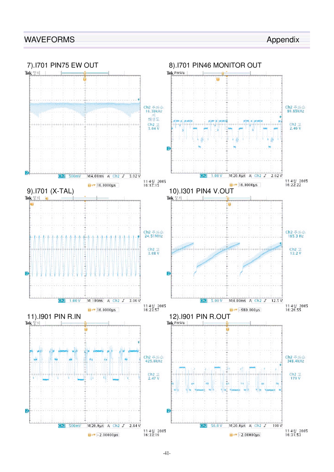 Daewoo CN-401FN, DTQ-29U4SCV, DTQ-29U5SSFV, CN-400FN DTQ-29U1SCV DTQ-29U1SSFV DTQ-29U1SCSV service manual Waveforms 