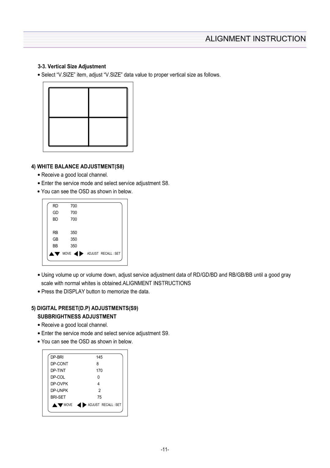 Daewoo DTQ-29U5SC/SSP, DTQ-29U1SC/SSP service manual White Balance ADJUSTMENTS8 