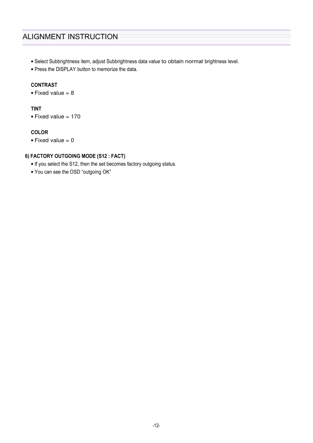 Daewoo DTQ-29U1SC/SSP, DTQ-29U5SC/SSP service manual Contrast 