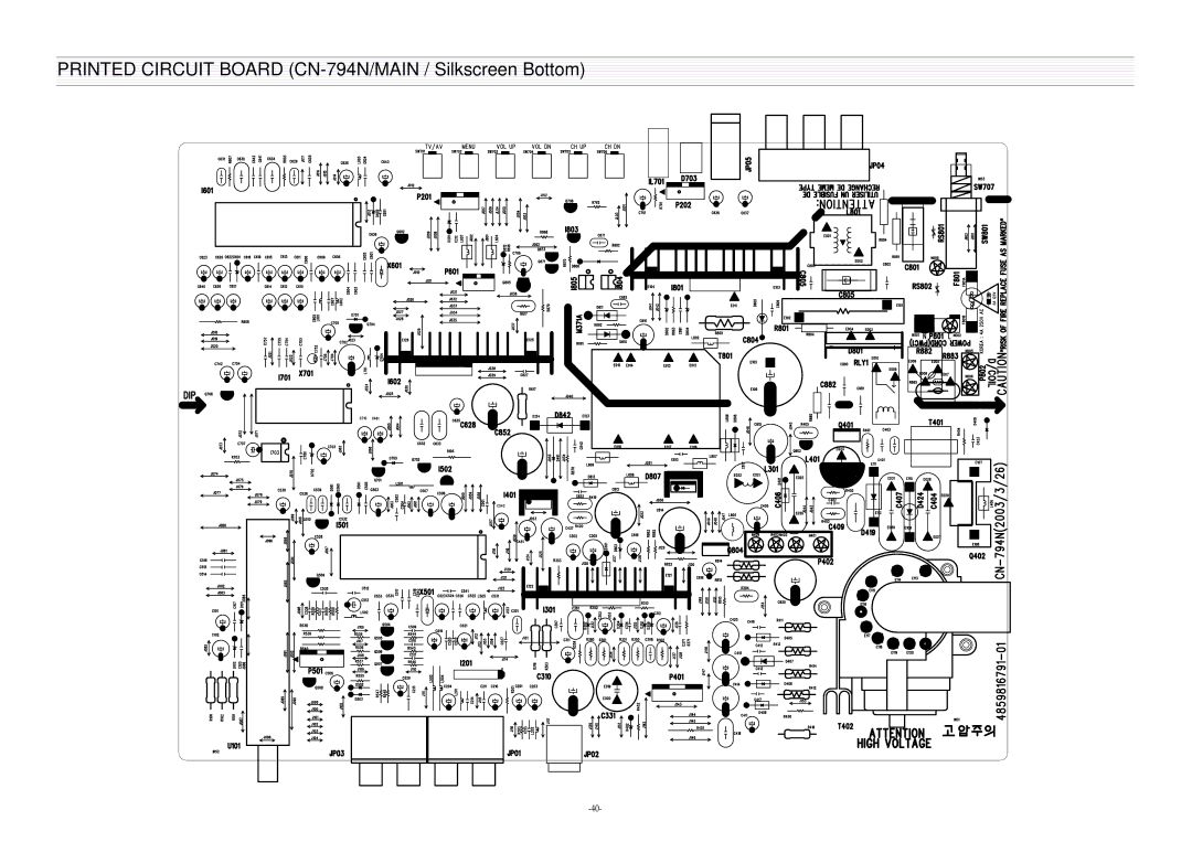 Daewoo DTQ-29U1SC/SSP, DTQ-29U5SC/SSP service manual Printed Circuit Board CN-794N/MAIN / Silkscreen Bottom 