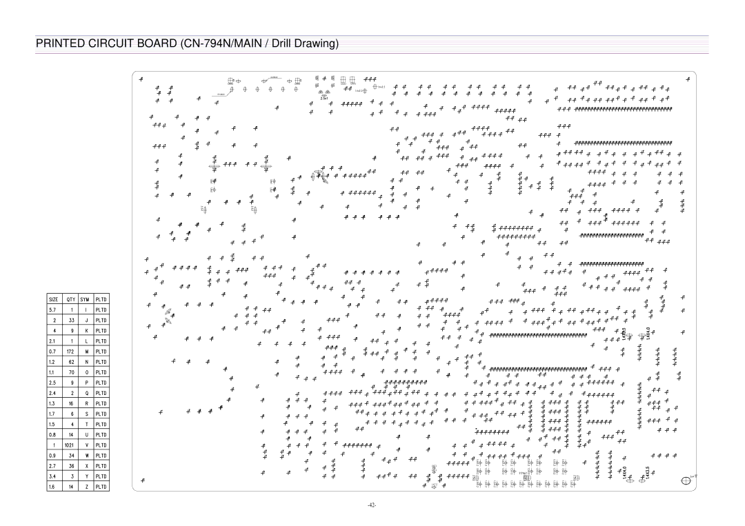 Daewoo DTQ-29U1SC/SSP, DTQ-29U5SC/SSP service manual Printed Circuit Board CN-794N/MAIN / Drill Drawing 