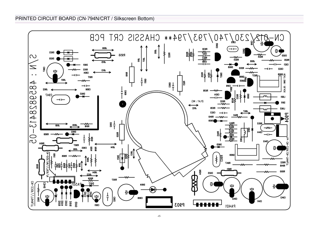 Daewoo DTQ-29U5SC/SSP, DTQ-29U1SC/SSP service manual Printed Circuit Board CN-794N/CRT / Silkscreen Bottom 