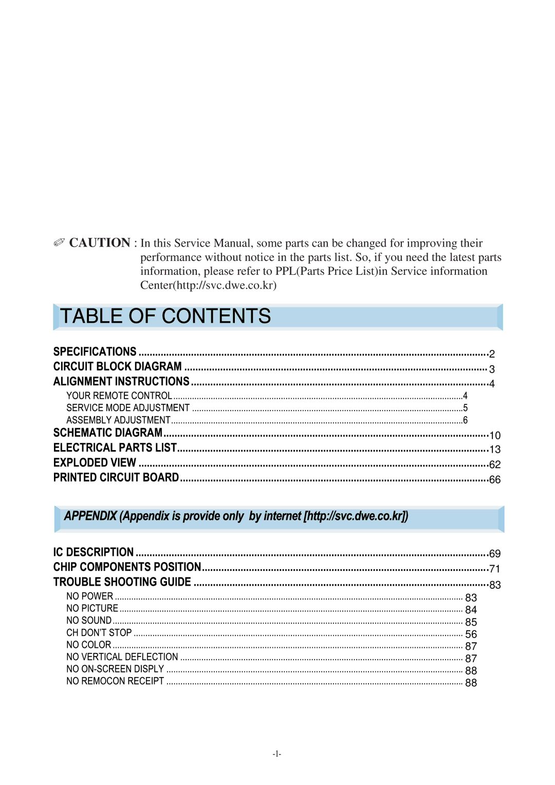 Daewoo DTQ-29M5SSN, DTQ-29U8SSN, DTQ-29M2FS, DTQ-27U8SCN service manual 