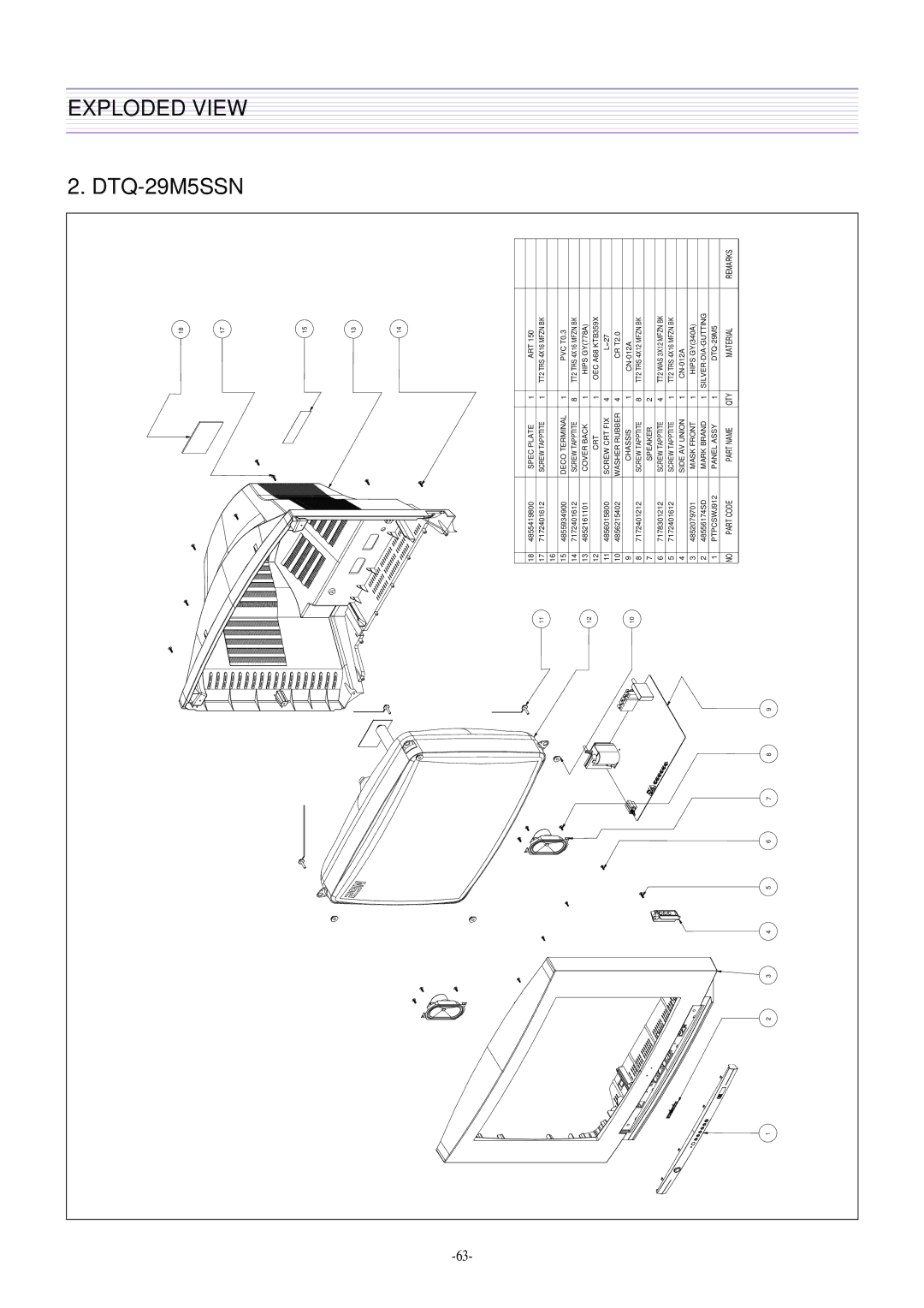 Daewoo DTQ-29U8SSN, DTQ-29M2FS, DTQ-29M5SSN, DTQ-27U8SCN service manual 2DTQ29M5SSN 