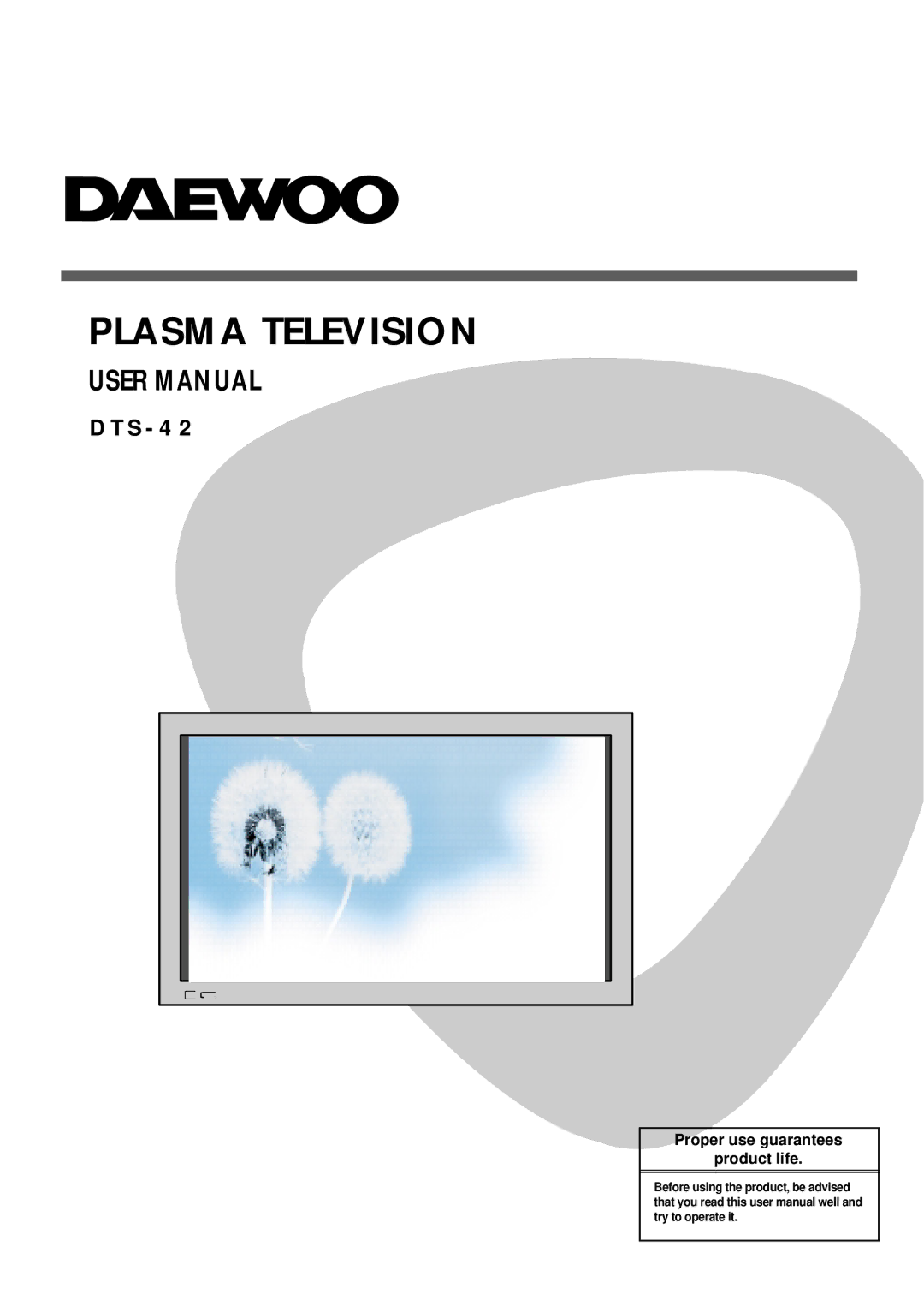 Daewoo DTS - 42 user manual Plasma Television 