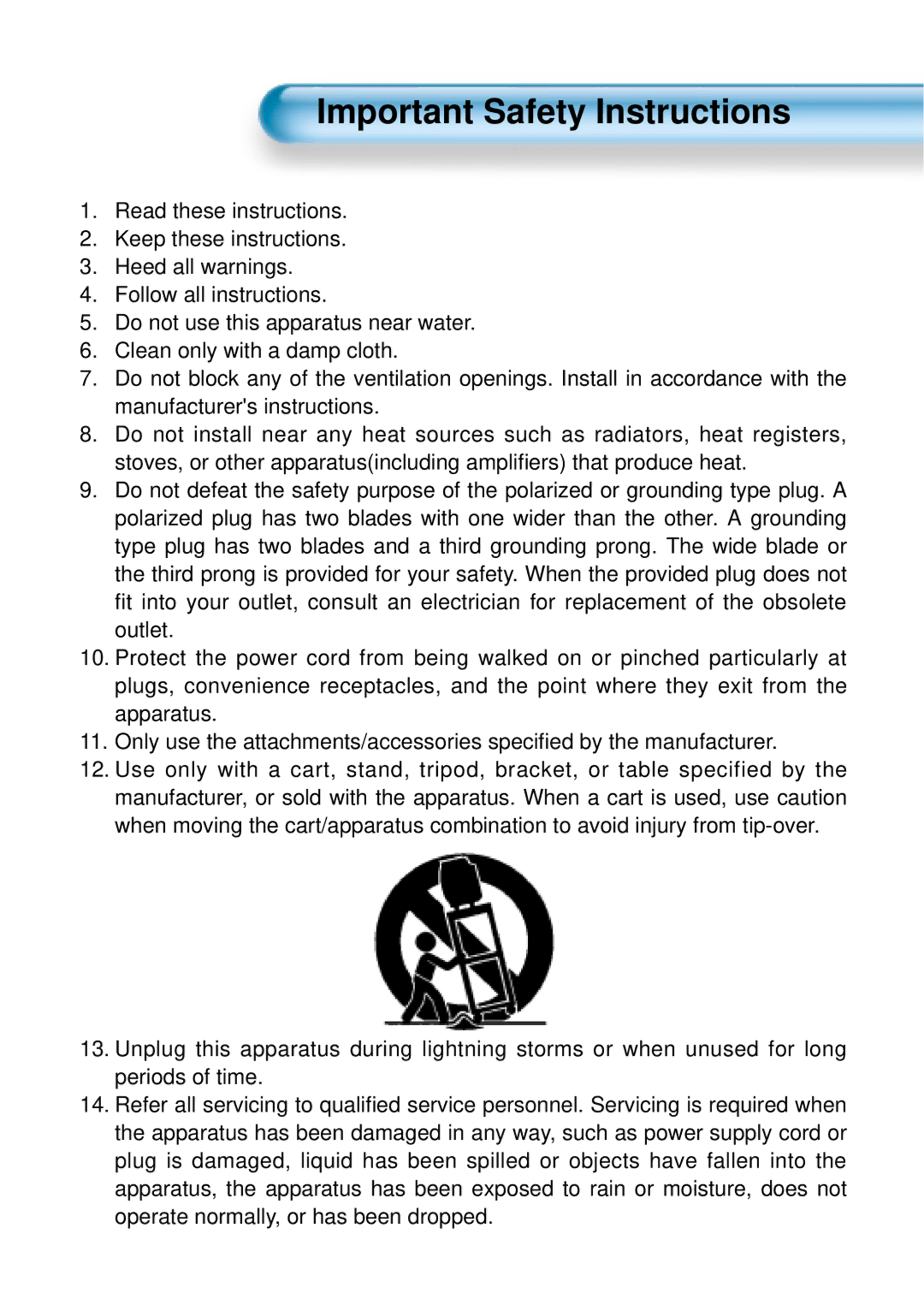 Daewoo DTS - 42 user manual Important Safety Instructions 