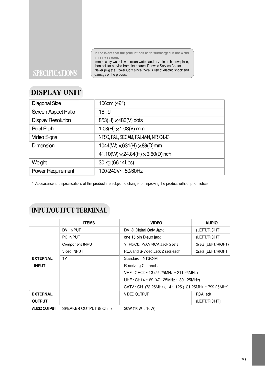 Daewoo DTS - 42 user manual 41.10W 