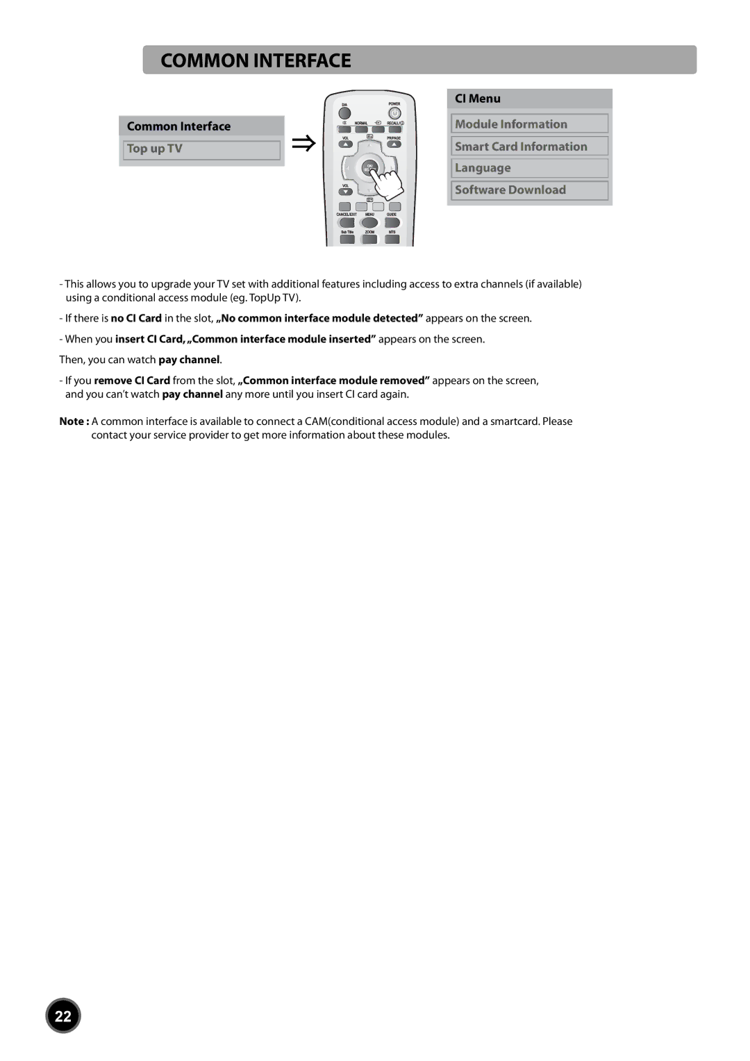 Daewoo DUB-2850GB, DUB-2842GB instruction manual Common Interface 