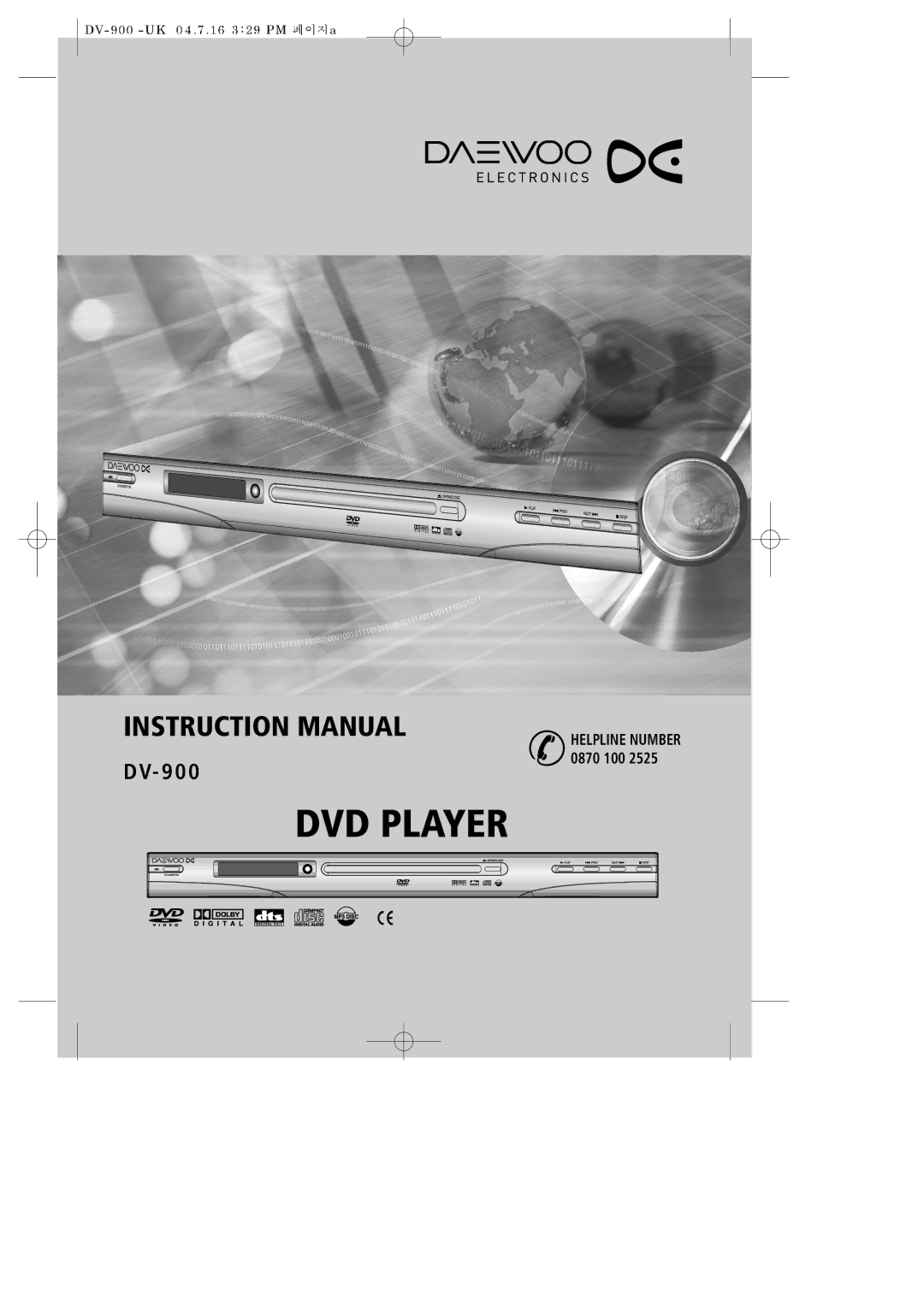 Daewoo DV-900 instruction manual DVD Player 