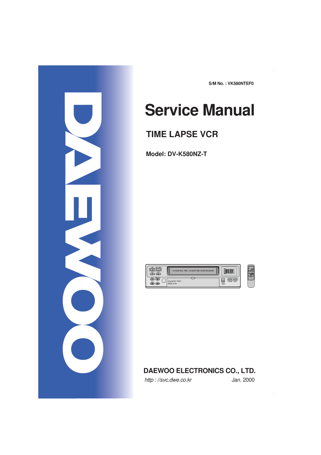 Daewoo DV-K580NZ-T service manual Time Lapse VCR 