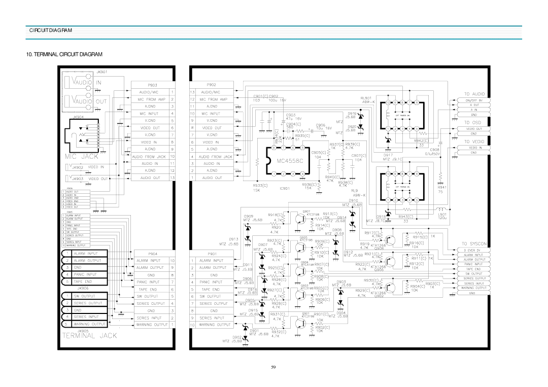 Daewoo DV-K580NZ-T service manual Terminal Circuit Diagram 