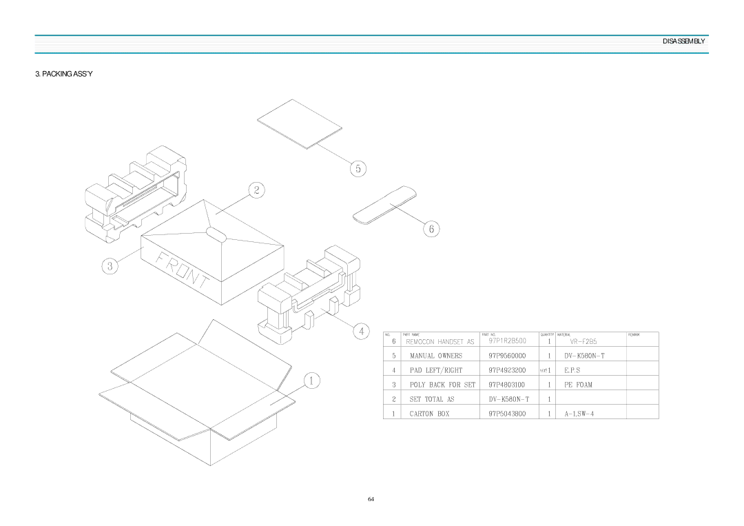 Daewoo DV-K580NZ-T service manual Packing ASS’Y 