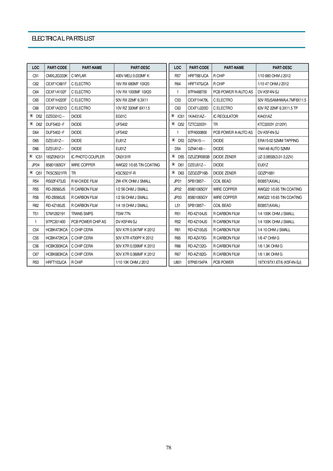 Daewoo DV-K580NZ-T service manual Diode EG01C 