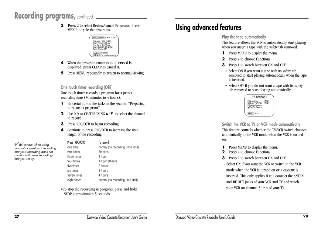 Daewoo DV-T5DN, DV-T3DN manual Using advanced features 