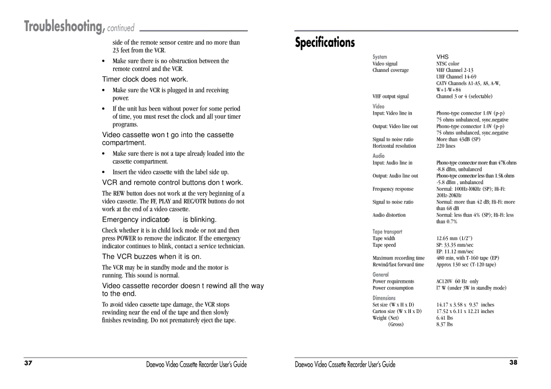 Daewoo DV-T8DN manual Troubleshooting 