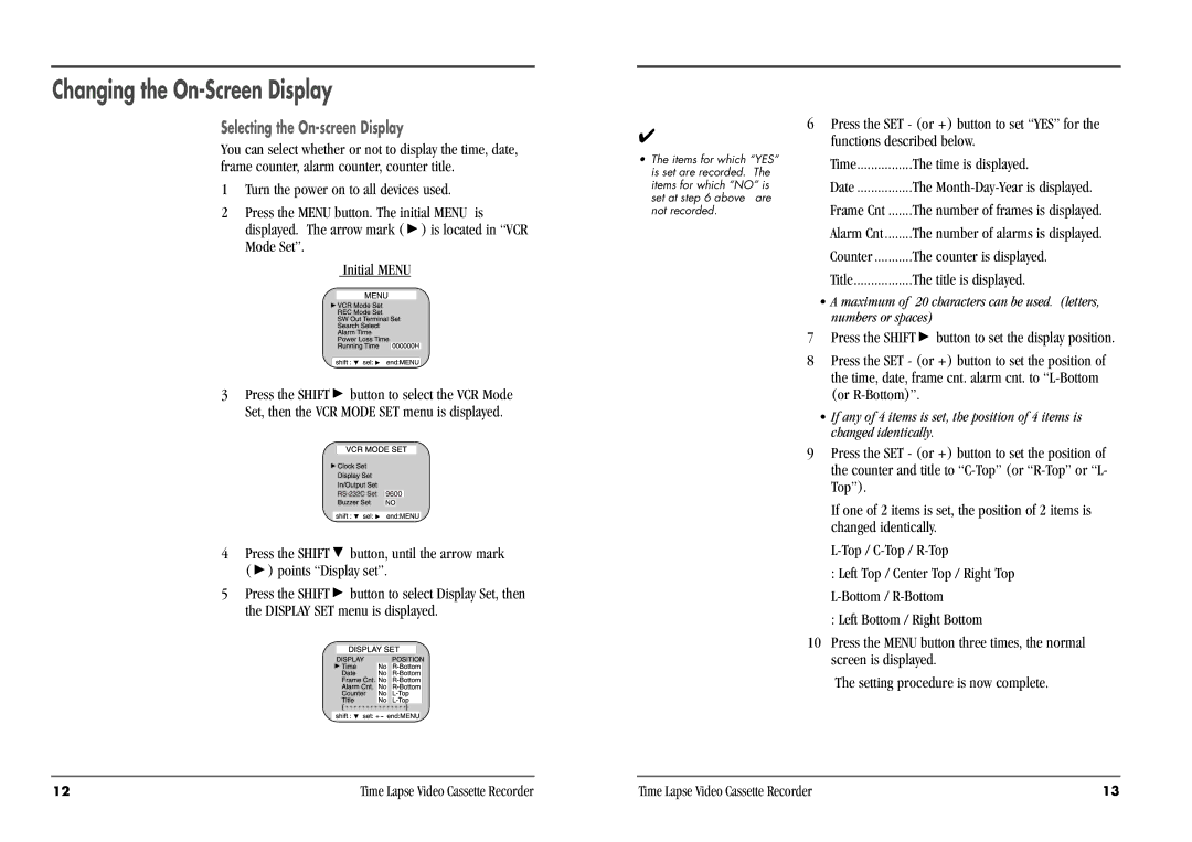 Daewoo DV3K683DZ-SD manual Changing the On-Screen Display, Title.................The title is displayed 