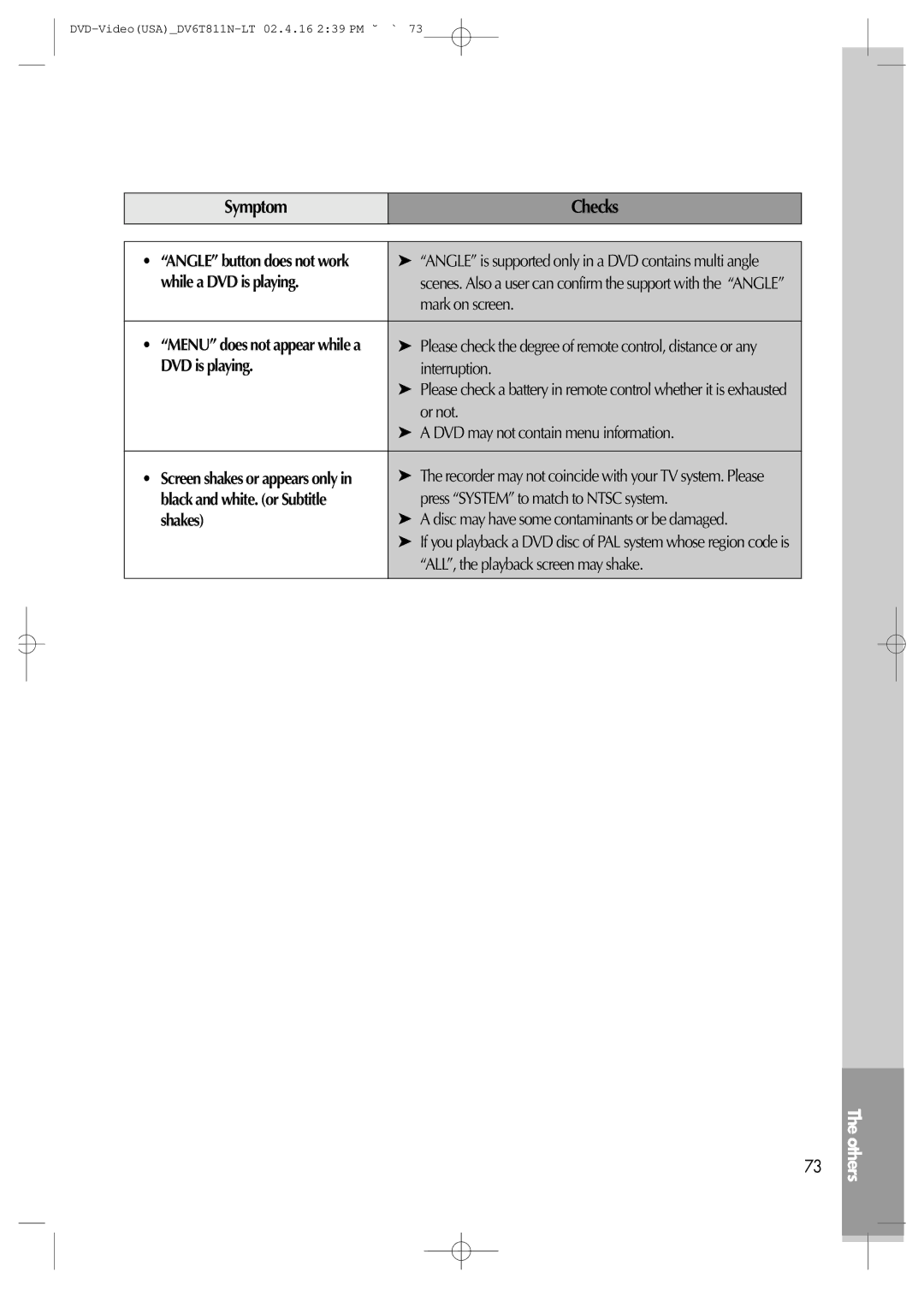 Daewoo DV6T811N owner manual While a DVD is playing, Black and white. or Subtitle, Shakes 