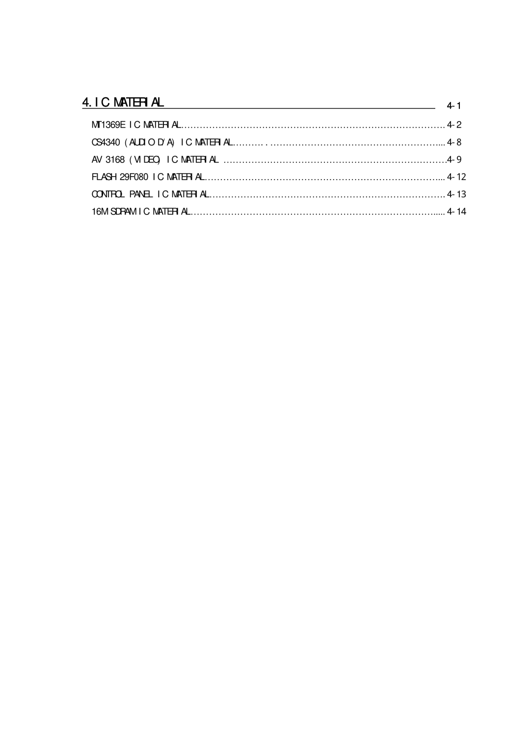 Daewoo DVG - 8400N, DVG - 5300N service manual IC Material 