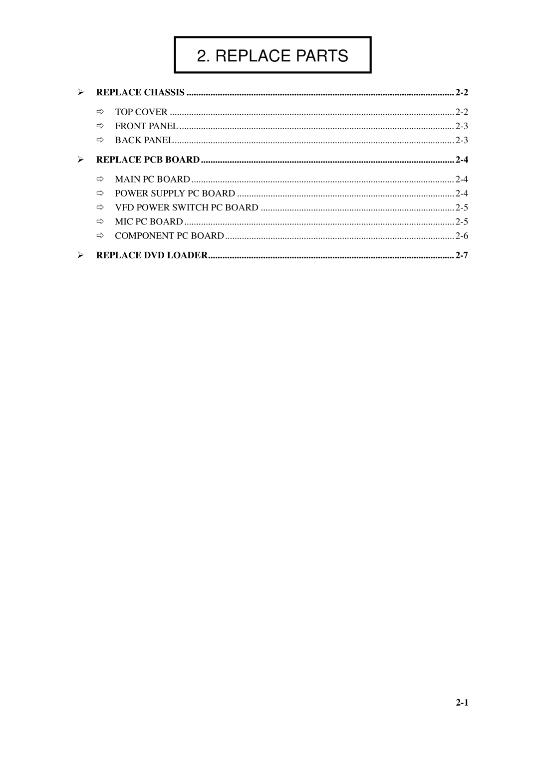 Daewoo DVG - 8400N, DVG - 5300N service manual Replace Parts 