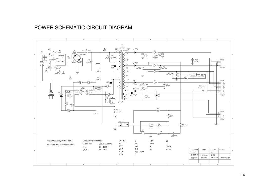 Daewoo DVG - 5300N, DVG - 8400N service manual Power Schematic Circuit Diagram, 12T 