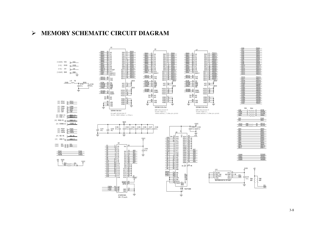 Daewoo DVG - 8400N, DVG - 5300N service manual Memory Schematic Circuit Diagram, 8M Flash 