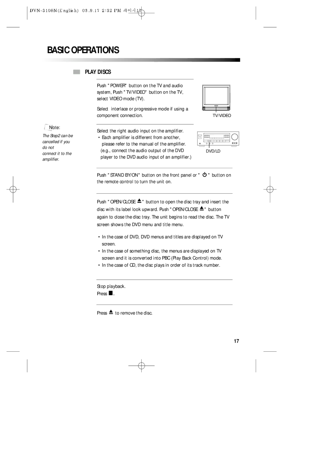 Daewoo DVN-3100N owner manual Basic Operations, Play Discs 