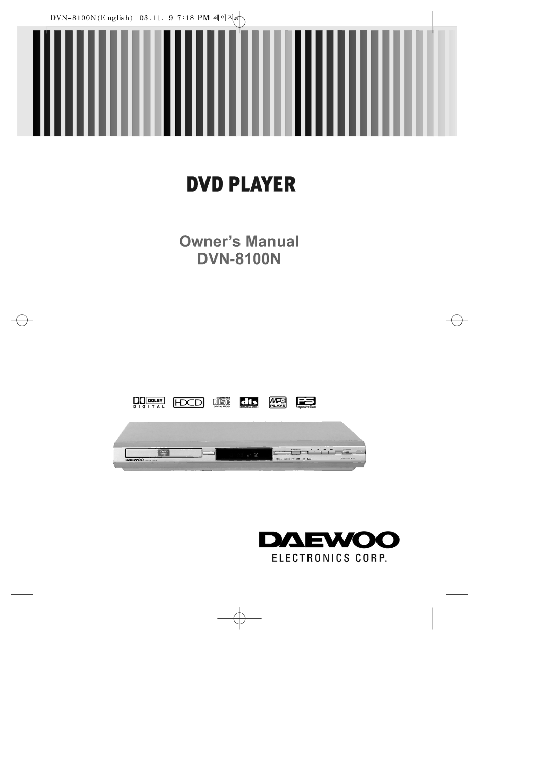 Daewoo DVN-8100N owner manual DVD Player 