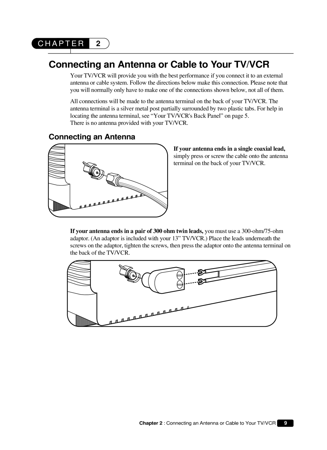 Daewoo DVQ 14H1FC instruction manual Connecting an Antenna or Cable to Your TV/VCR 